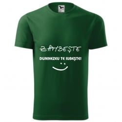 Tricou unisex verde sticla, Zambeste, Dumnezeu te iubeste! S